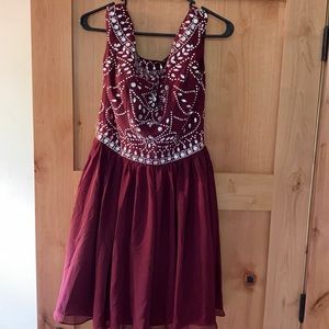 Maroon Semiformal Gemmed Dress